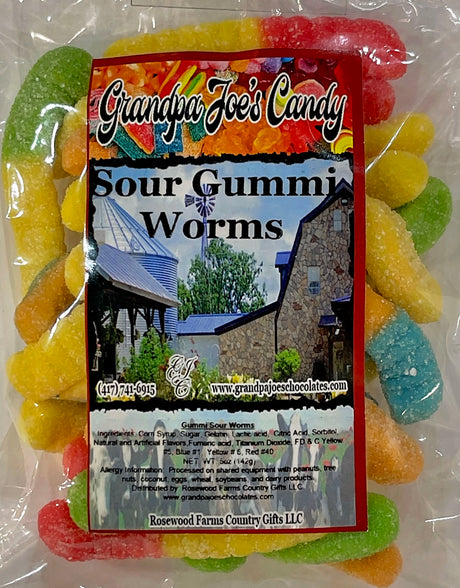 Sour  Gummi Worms - Grandpa Joe's Chocolates