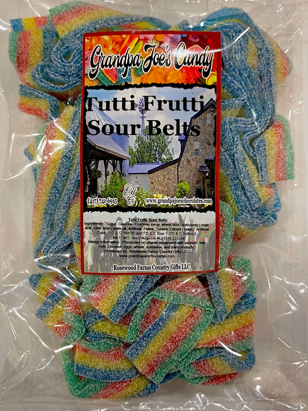 Tutti Fruiti Sour Belts - Grandpa Joe's Chocolates