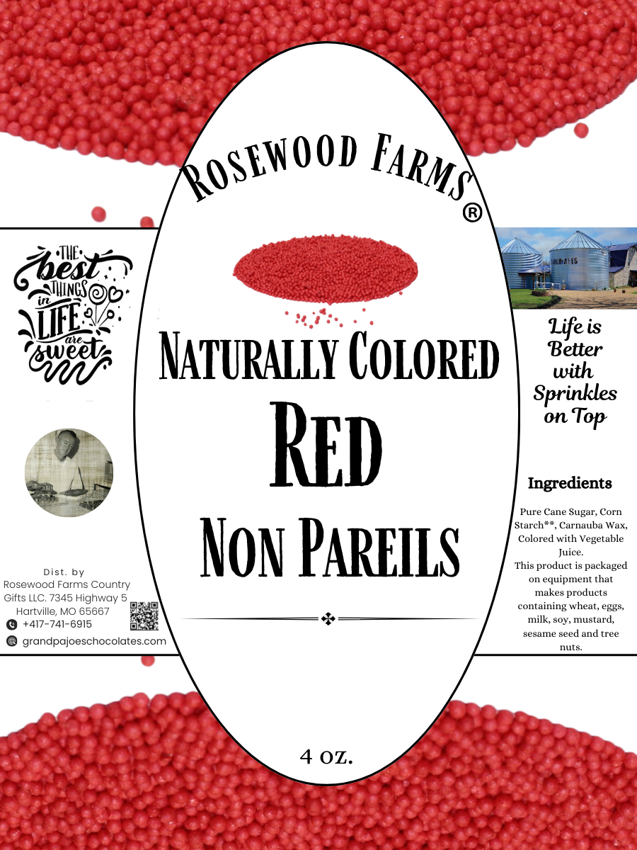 Naturally Colored Red NonPareils - Grandpa Joe's Chocolates