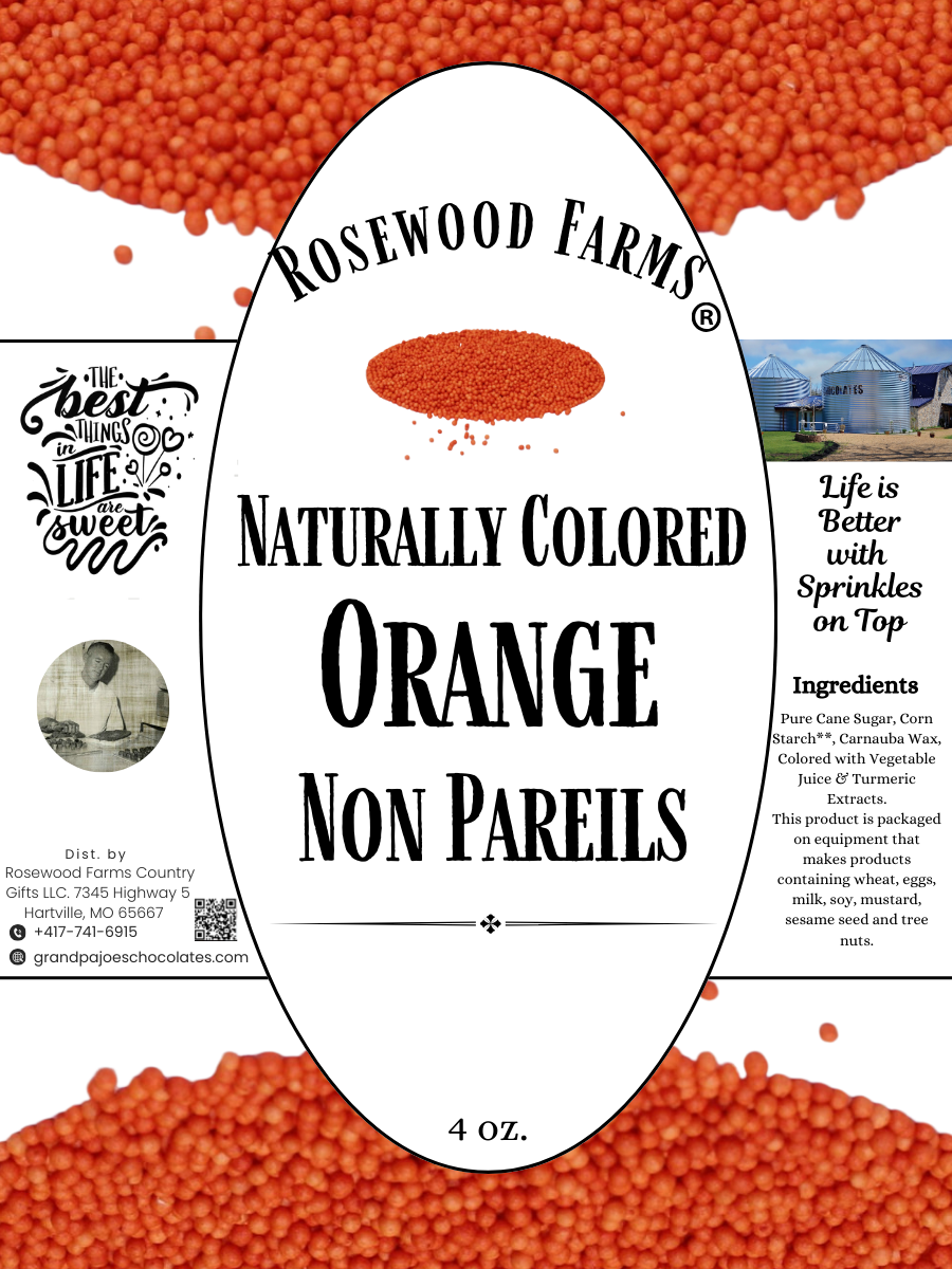 Naturally Colored Orange NonPareils - Grandpa Joe's Chocolates