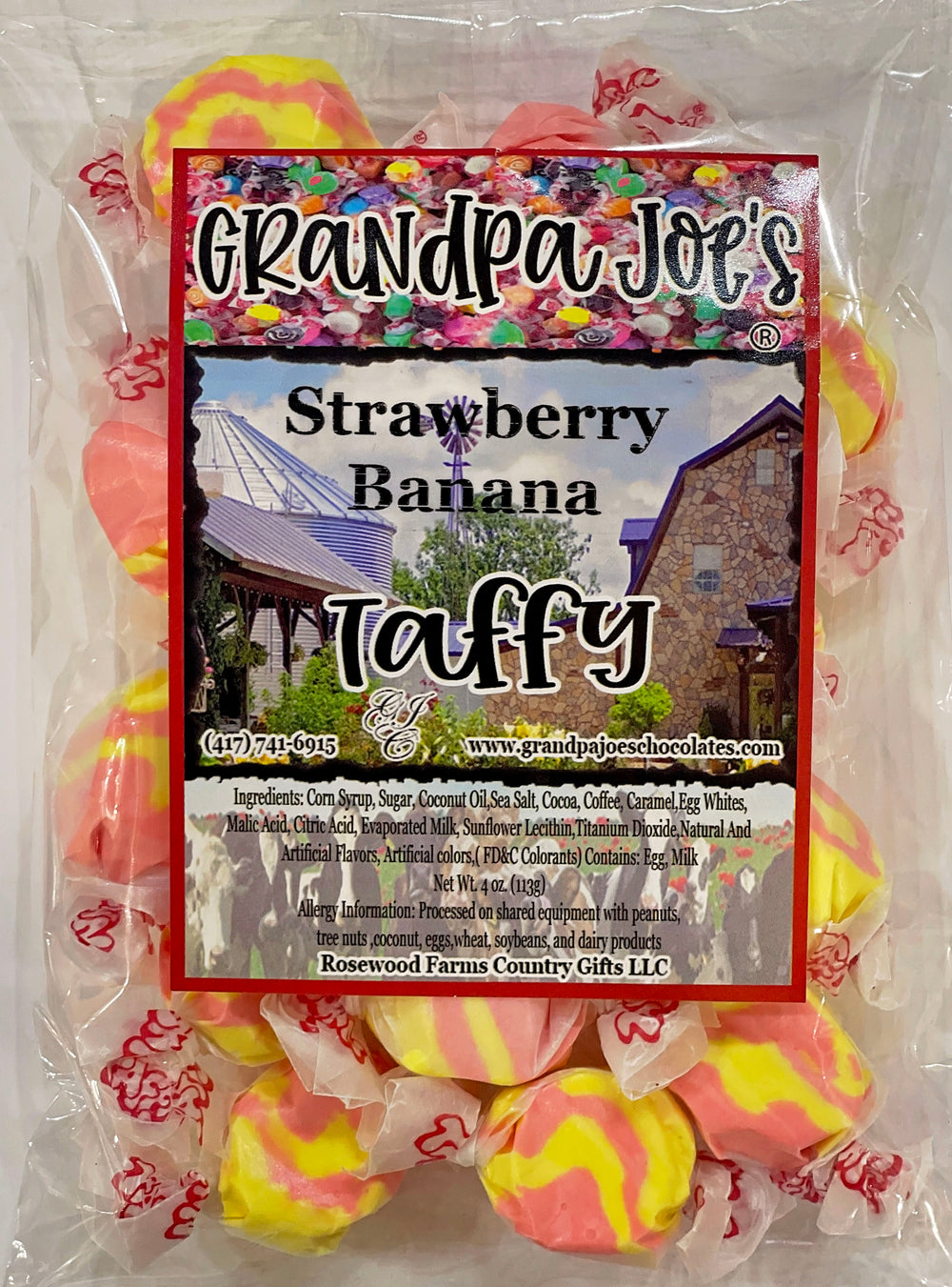 Strawberry Banana Taffy - Grandpa Joe's Chocolates