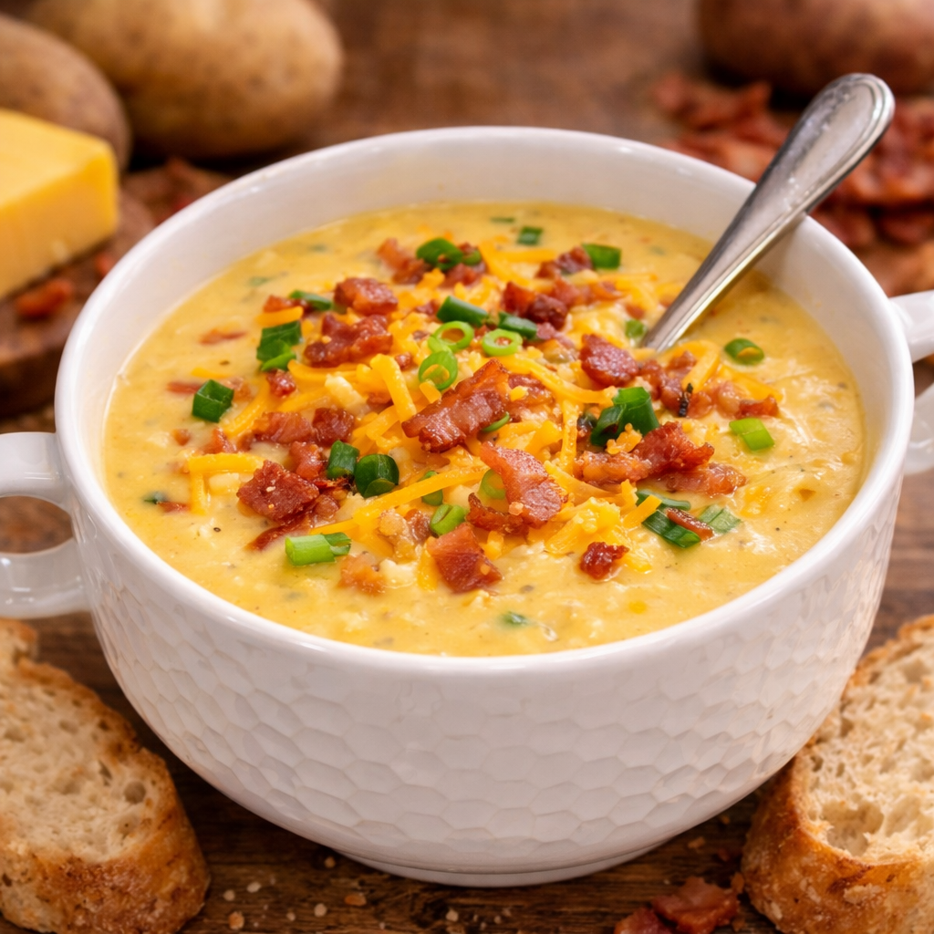 Cheesy Potato Bacon Soup - Grandpa Joe's Chocolates