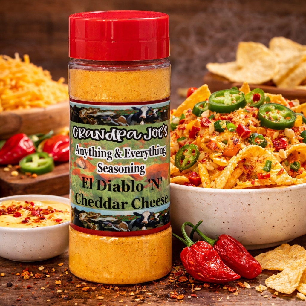 Grandpa Joe's El Diablo 'N' Cheddar Cheese Anything & Everything Seasoning - Grandpa Joe's Chocolates