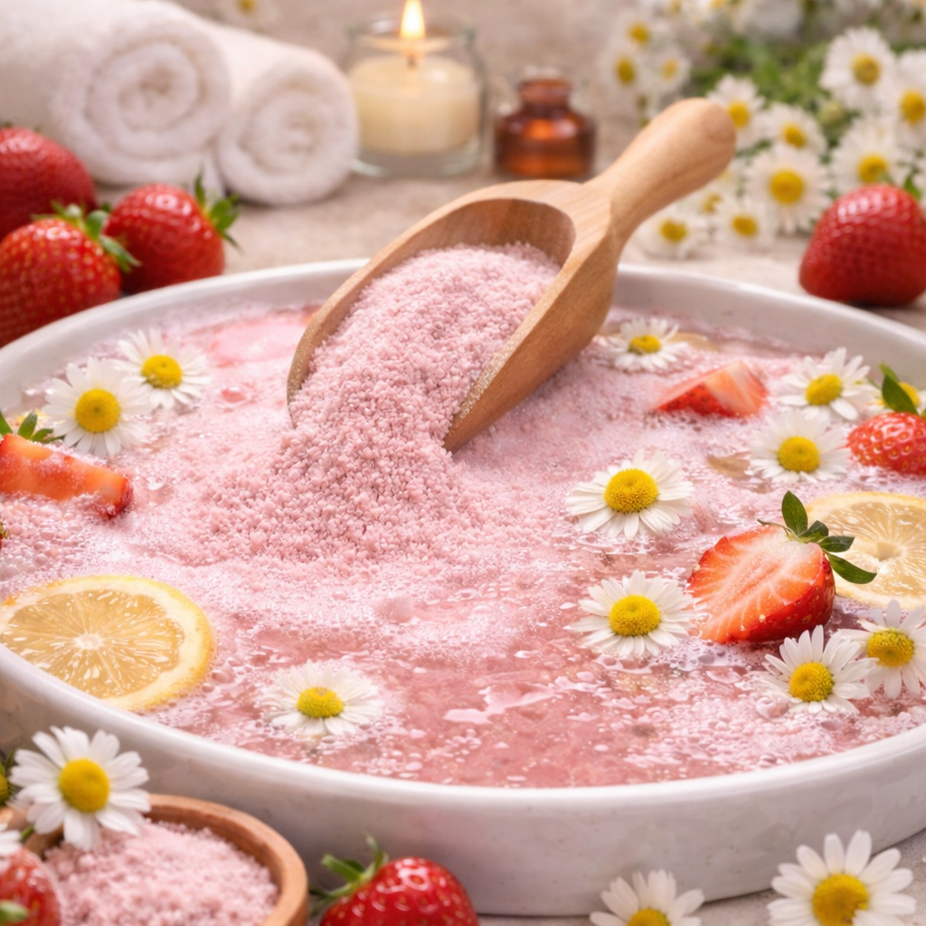 Strawberry and Chamomile Foaming Bath Salts - Grandpa Joe's Chocolates