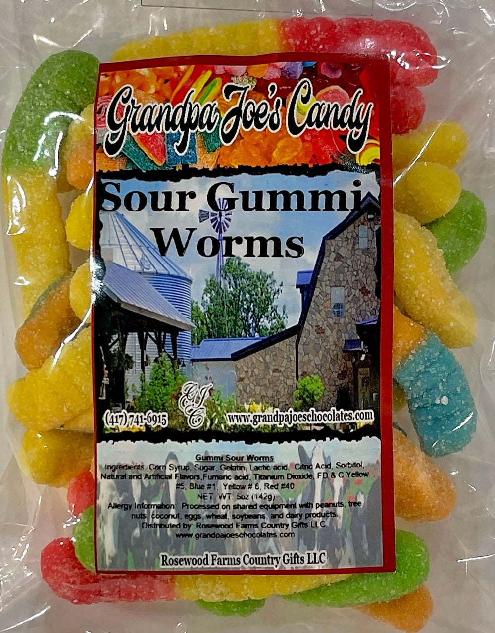 Sour  Gummi Worms - Grandpa Joe's Chocolates